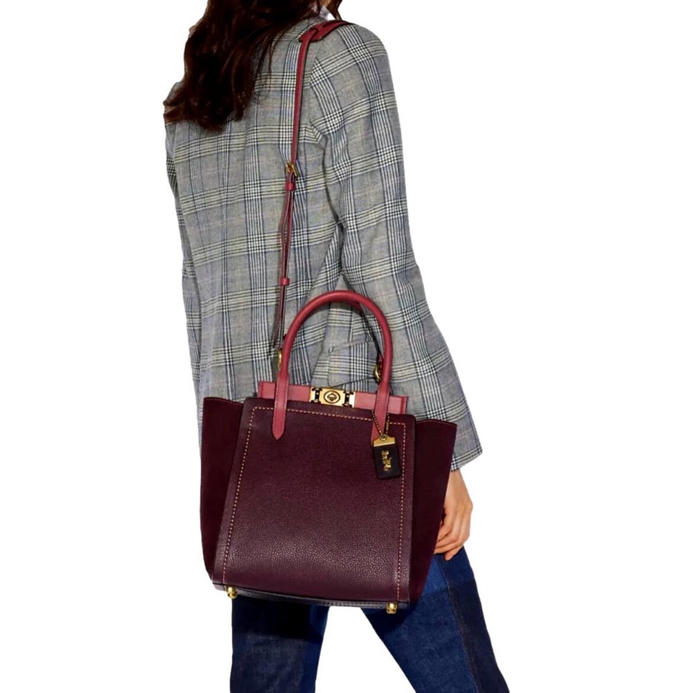 COACH 1941 Troupe Tote Colorblock in Vintage Mauve Brown Burgundy Satchel - Picture 17 of 17